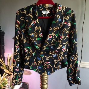 Silk Cropped Baroque Print Jacket
